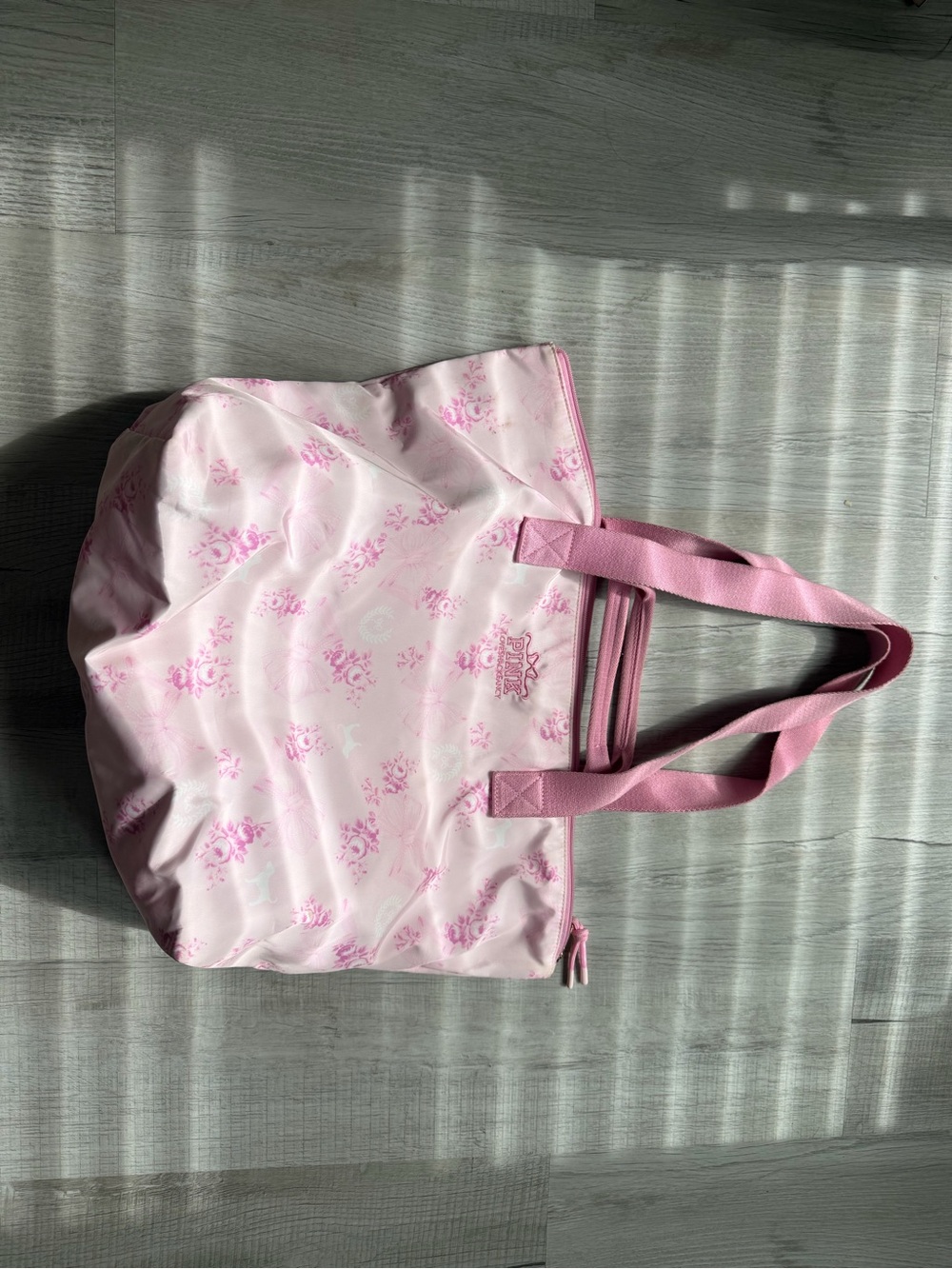 Pink Floral Tote Bag LoveshackFancy X PINK EUC